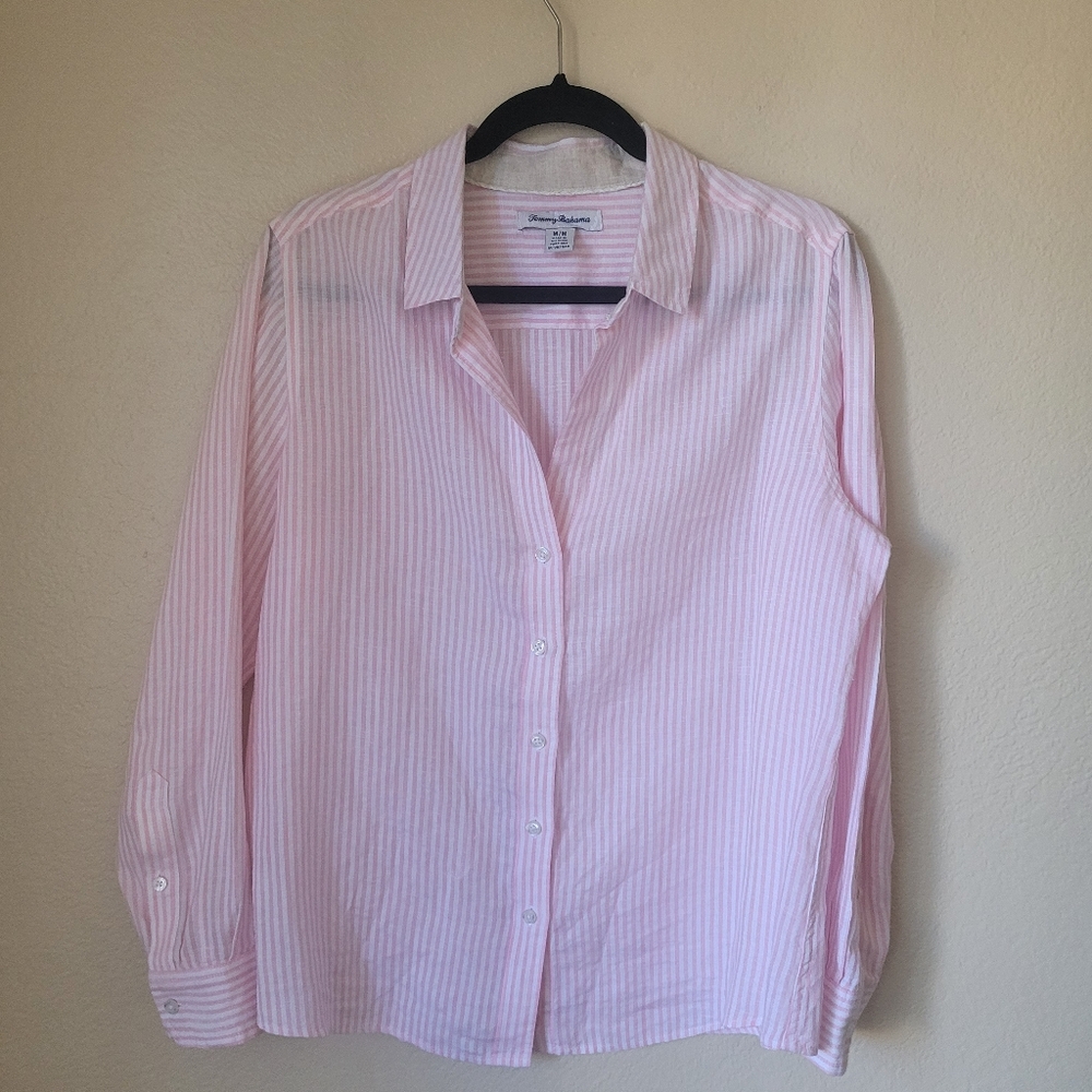 Tommy Bahama Linen Stripe Button Down Medium
